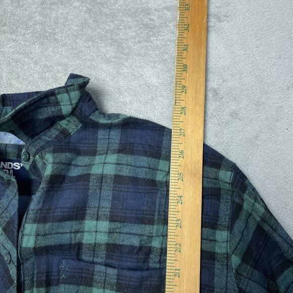 Lands' End Women's XL Plaid Blouse Green Cotton Blend H0933 - Picture 2 of 7